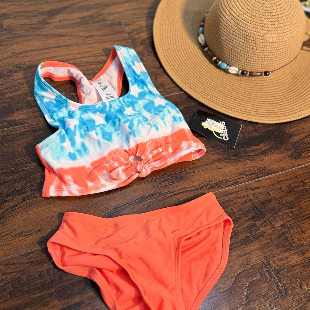 Class Club Blue and Orange Bikini Set Swim
